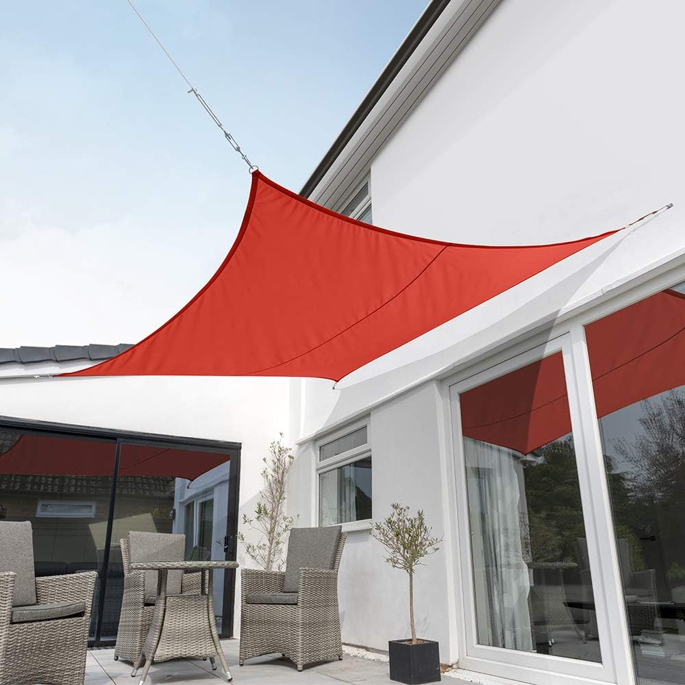 Waterproof Red Sun Shade Sail Canopy 9ft 10 x 6ft 7 Rectangle X5907