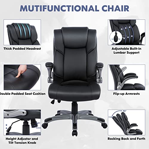 Executive Ergonomic Chair with Bonded Leather, High Back Adjustable Height A990790