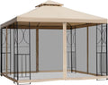10' x 10' Gazebo with Corner Shelves, Netting, and Vented Roof Q863