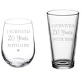 Set of 2 Stemless Wine & Beer Pint Glasses D187774