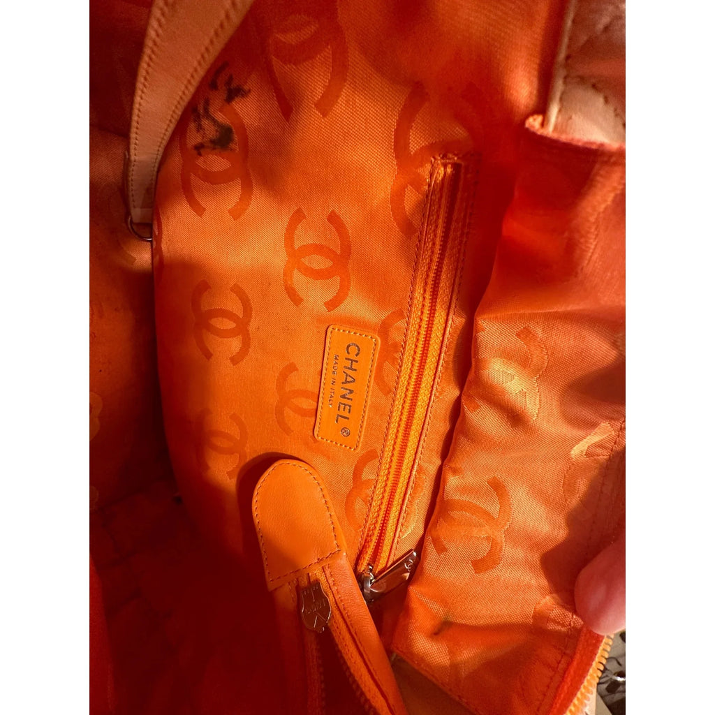 Beige Quilted Lambskin Leather Tote Bag R52052