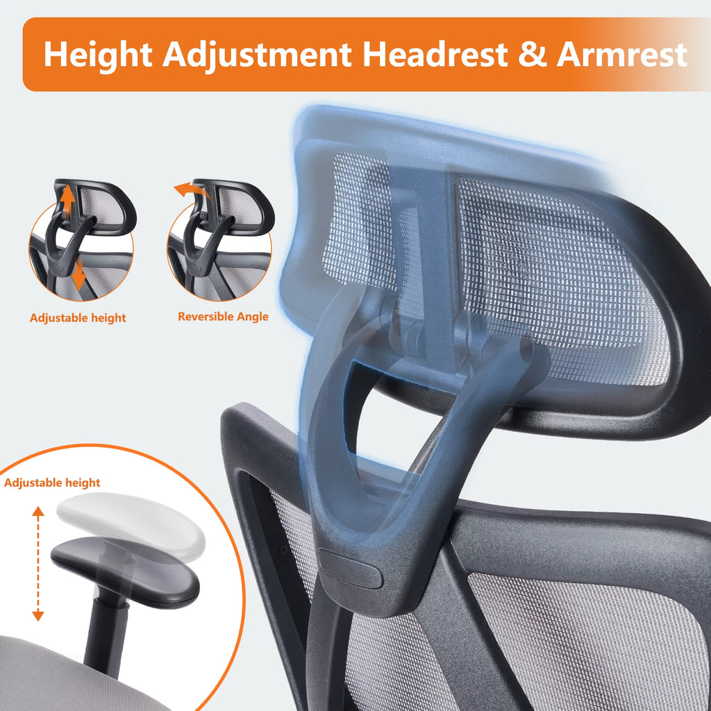 High Back Ergonomic Mesh Office Chair with Headrest and Waistrest B614