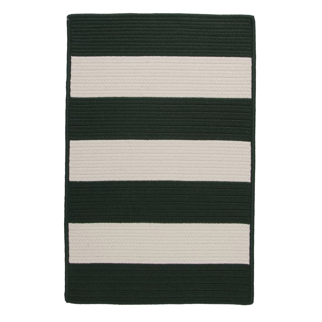 Green Striped Reversible Rectangular Outdoor Area Rug J4226