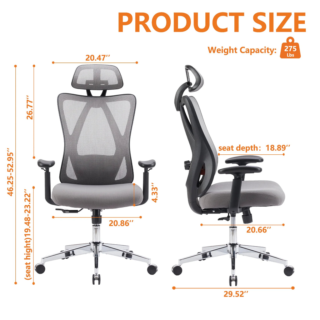 High Back Ergonomic Mesh Office Chair with Headrest and Waistrest B614