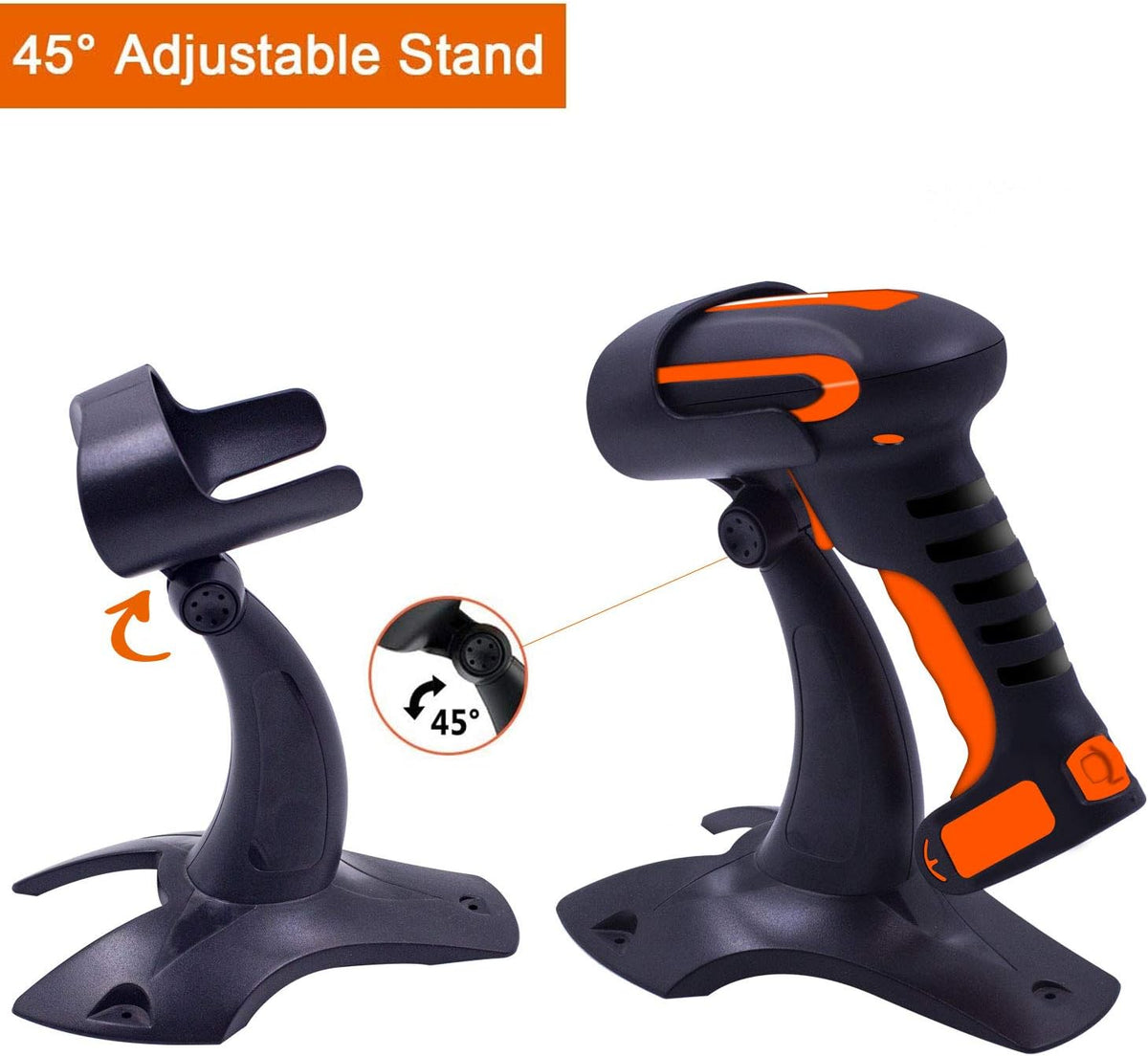 2D Bluetooth Barcode Scanner with Stand, Pack of 2 T1505