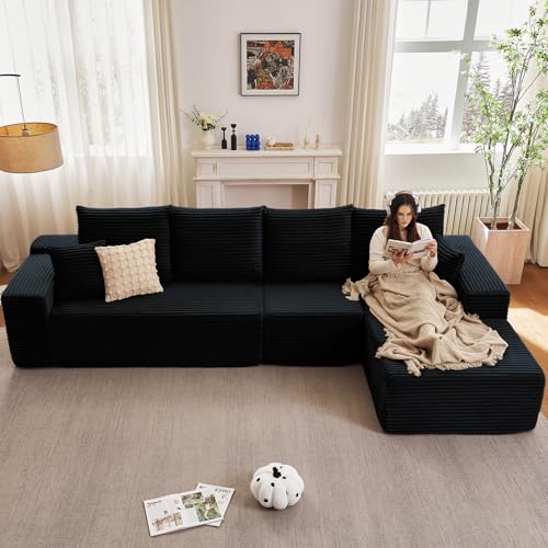 107" Modular Corduroy Sectional Sofa with Chaise P7923