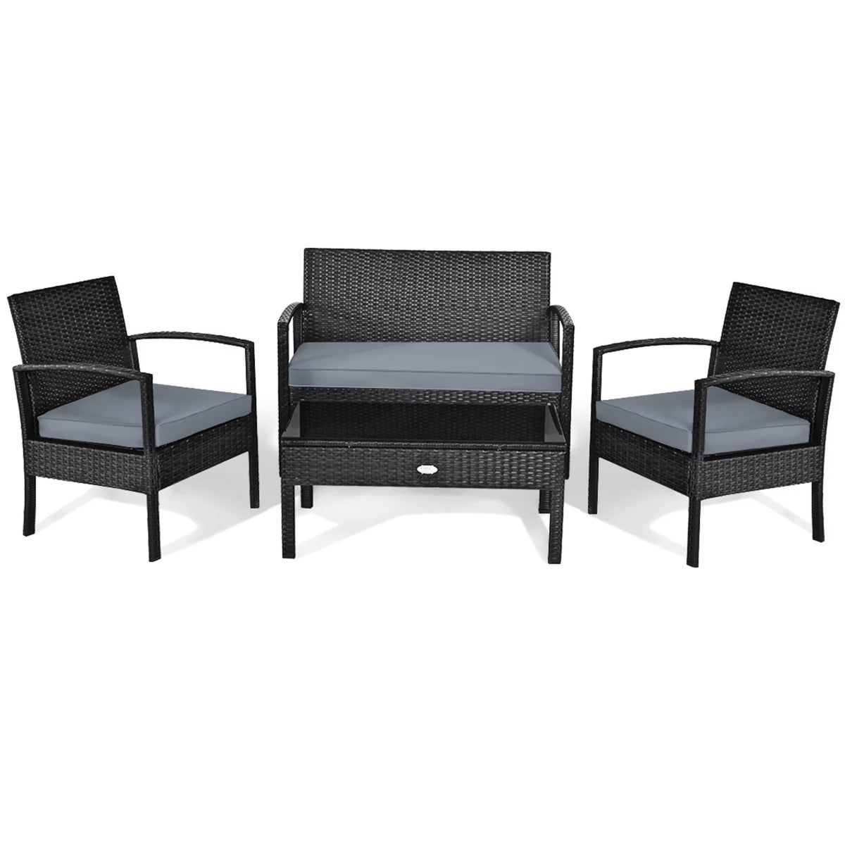 4PC Black Rattan Wicker Furniture Set M97853