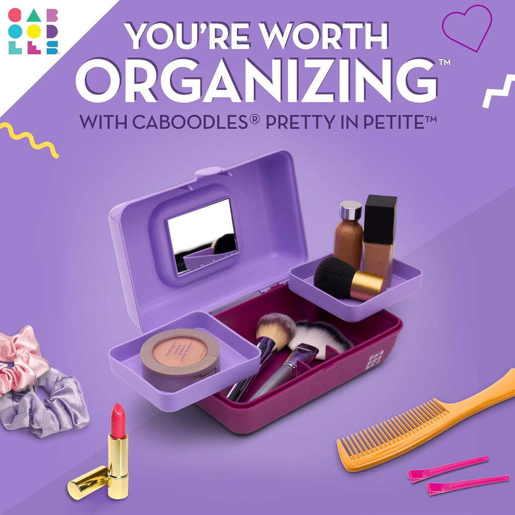 Two-Tone Lavender on Violet Hard Plastic Makeup Box with 2 Swivel Trays and Mirror N5900