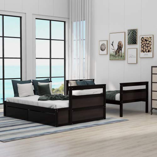 Gray Solid Wood Twin Over Full Bunk Bed Frame J89948