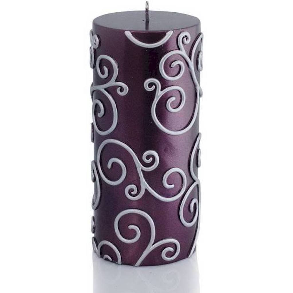 Purple Scroll Pillar Candle 12Pcs G833