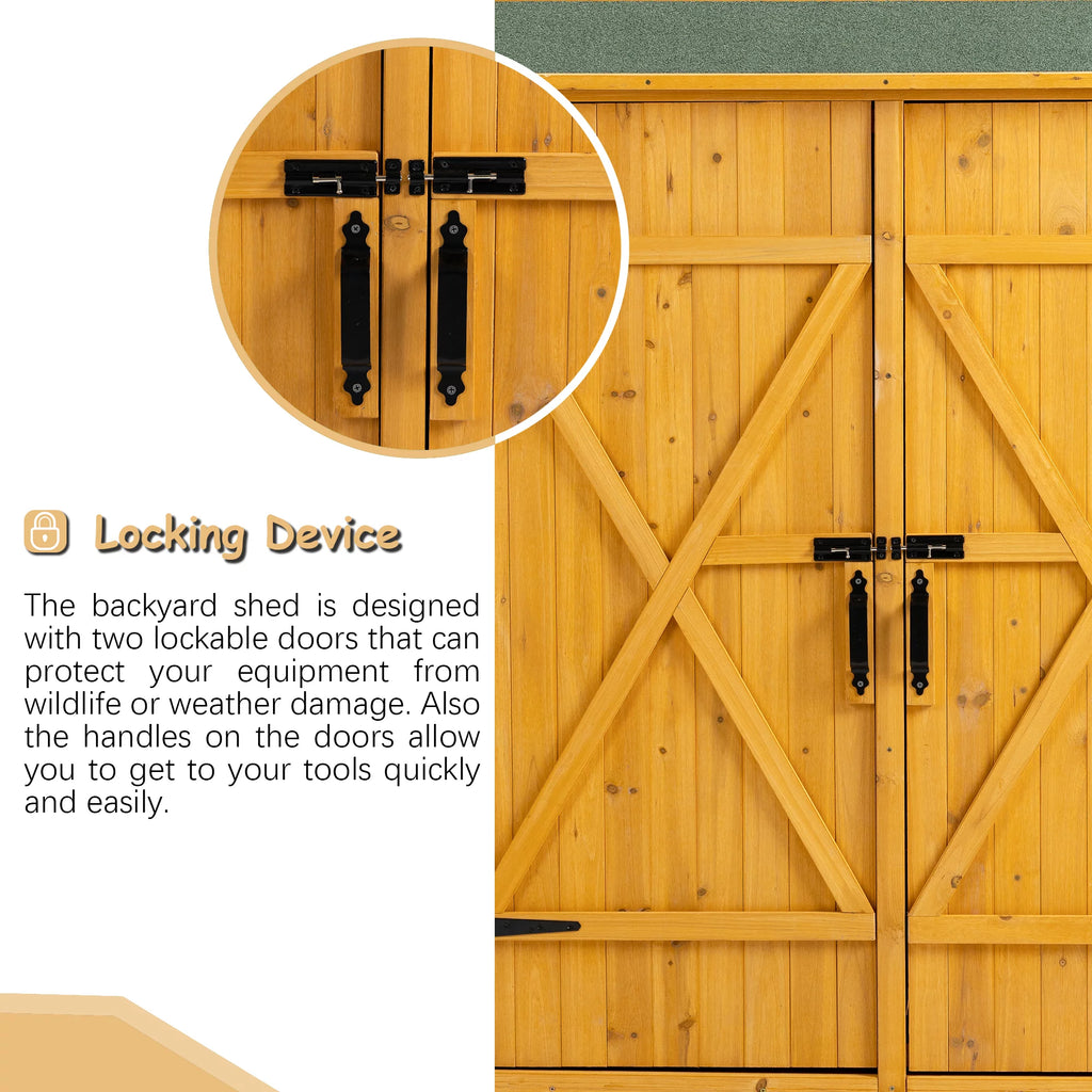 Patio Storage Shed with Detachable Shelves and Hooks F572887
