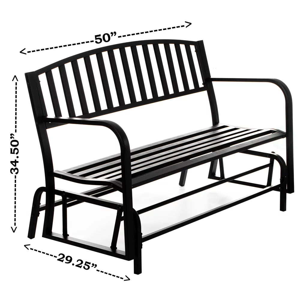 Black Steel Outdoor Swing Bench F518