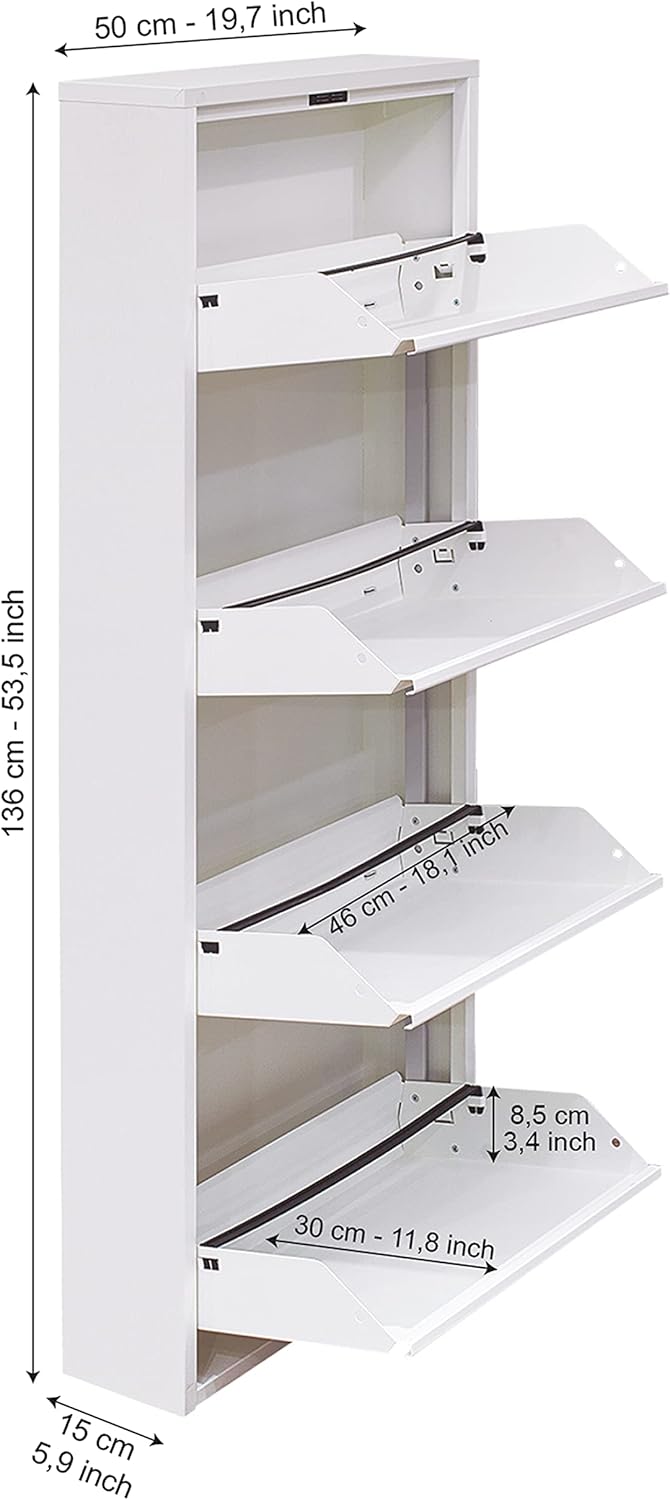 White 3 Tier Shoe Cabinet F709932