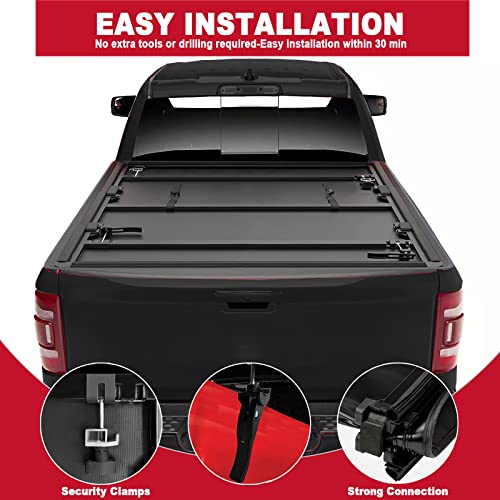 Tri-fold Truck Bed Tonneau Cover Fits 2009-2024 Dodge Ram 1500 Fleetside 5.7ft Bed Y838708