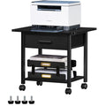 Black 2-Tier Rolling Printer Stand with Drawer F899