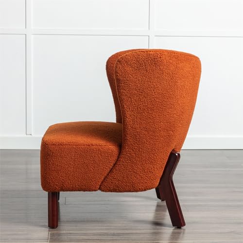 Green Upholstered Sherpa Single Sofa Chair with Wooden Legs D775