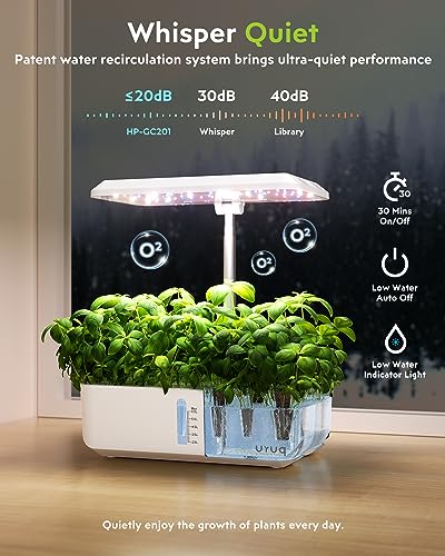 12 Pods Indoor Hydroponic Growing System with LED Grow Light White F9404