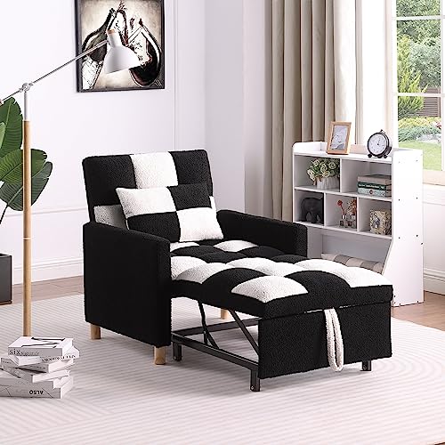 Adjustable Velvet Sleeper Sofa Chair Bed with Pillow J705108