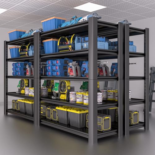 5-Tier Heavy Duty Metal Storage Shelving, 3000 LBS Capacity, 76" H x 60" W x 24" D, Adjustable Steel Shelves T527
