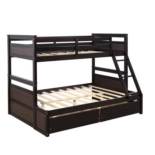 Gray Solid Wood Twin Over Full Bunk Bed Frame J89948