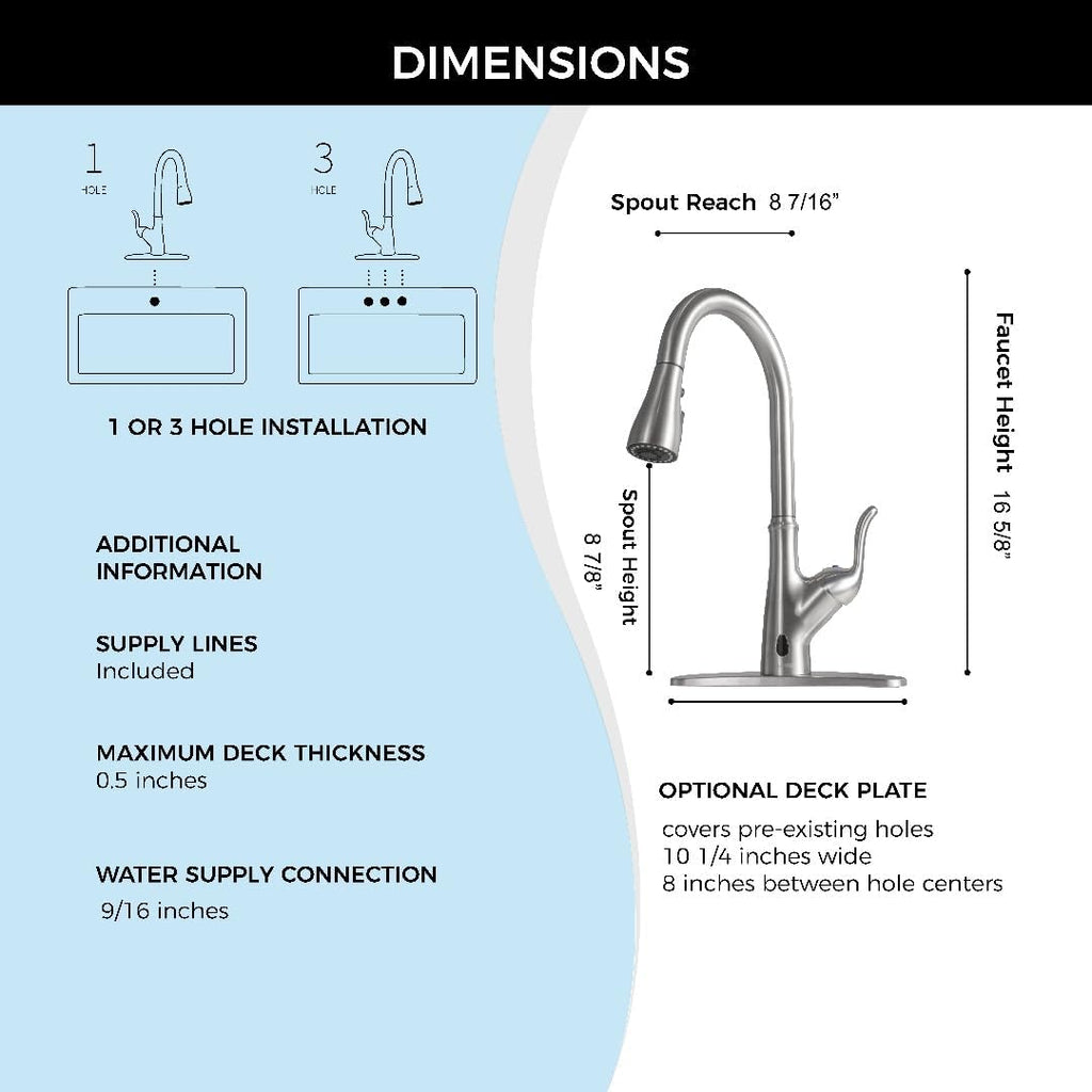 Brushed Nickel Kitchen Faucet with Pull Down Sprayer, Single Handle High Arc Stainless Steel Sink Faucet S316