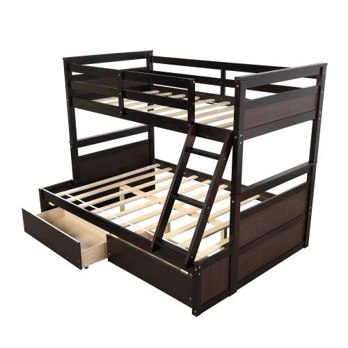 Gray Solid Wood Twin Over Full Bunk Bed Frame J89948