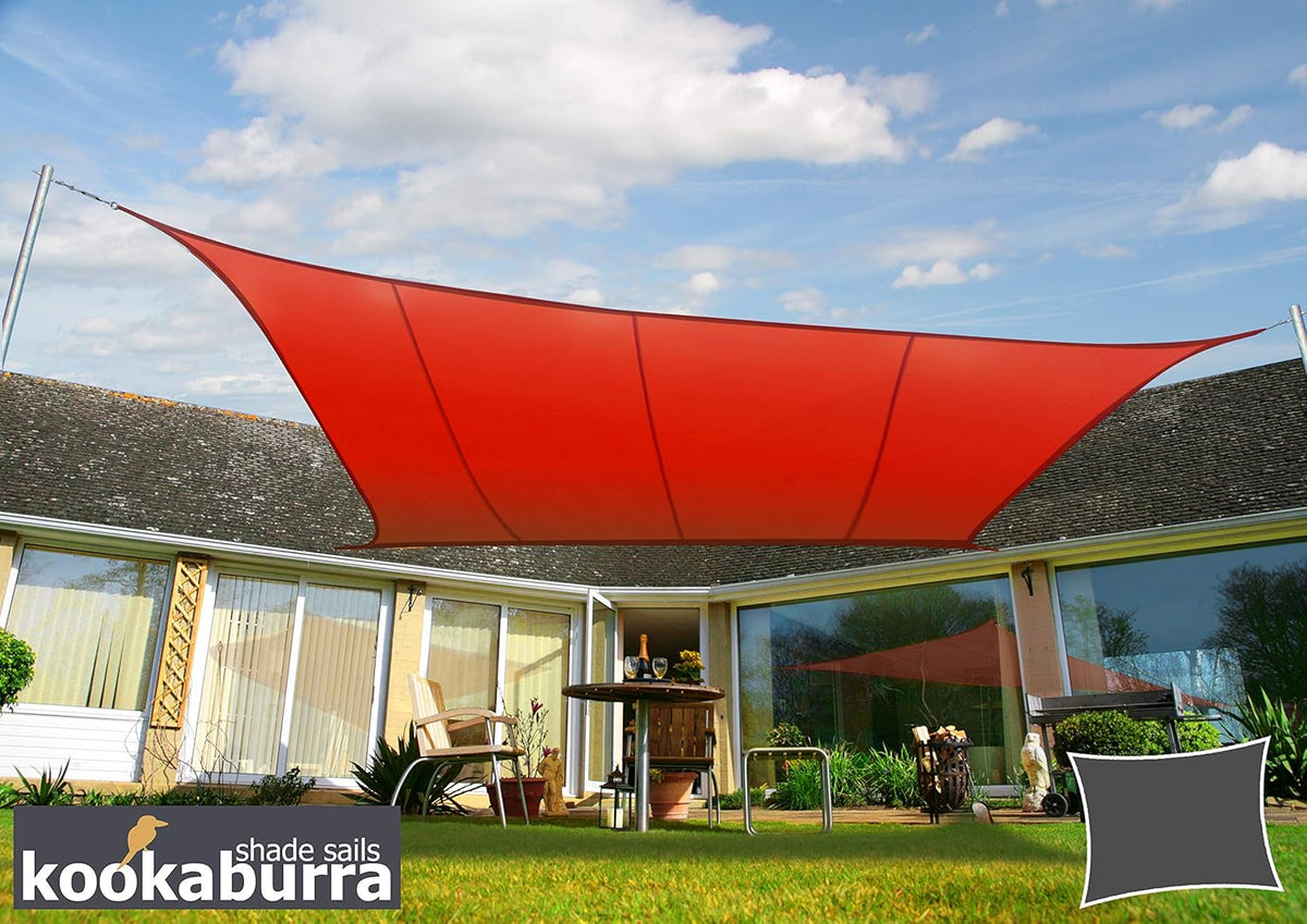 Waterproof Red Sun Shade Sail Canopy 9ft 10 x 6ft 7 Rectangle X5907