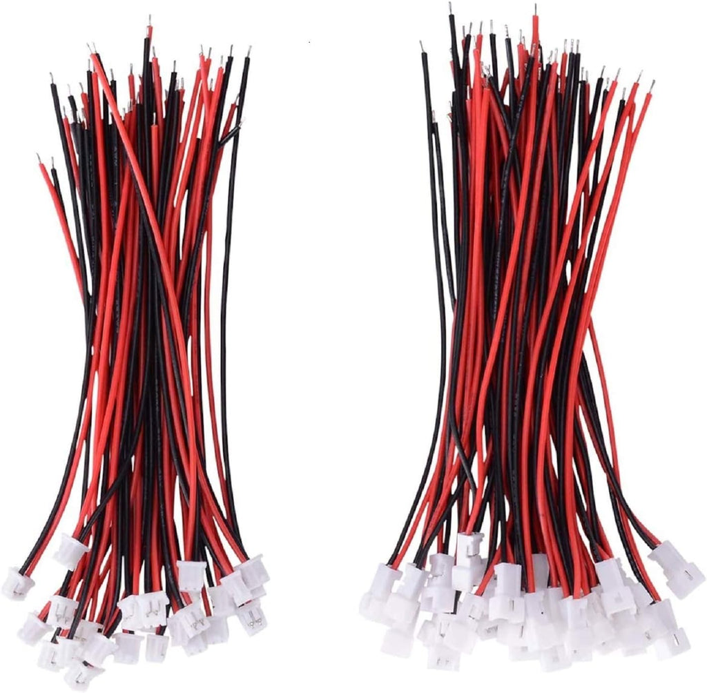 30 Pairs 1.25mm 2 Pin Micro Male Female Connector Plug with Red Black Wire Cable 80mm Z4990
