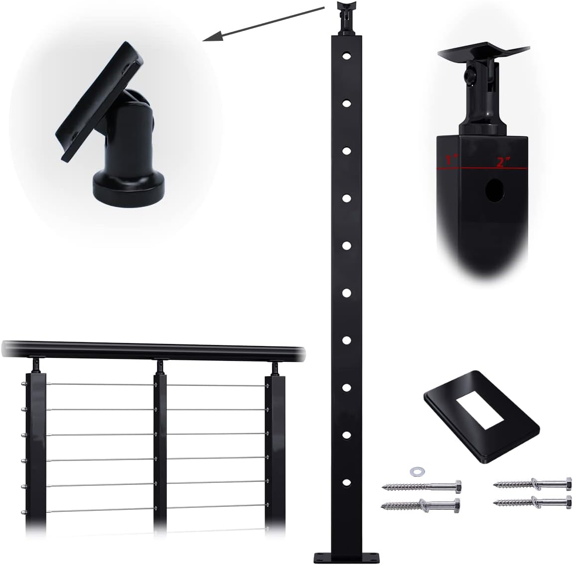 Stainless Steel Black Cable Railing Post S559