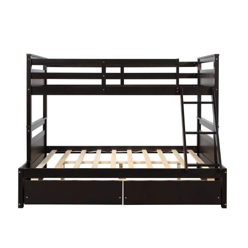 Gray Solid Wood Twin Over Full Bunk Bed Frame J89948