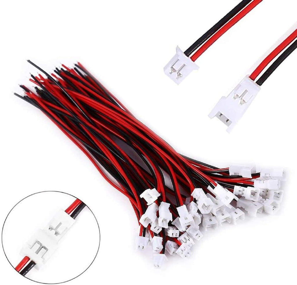 30 Pairs 1.25mm 2 Pin Micro Male Female Connector Plug with Red Black Wire Cable 80mm Z4990