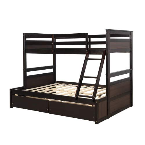 Gray Solid Wood Twin Over Full Bunk Bed Frame J89948