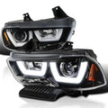 Chrome LED Dual Halo Projector Headlights for 2011-2014 Dodge Charger, Left + Right Pair Headlamps Assembly I520865