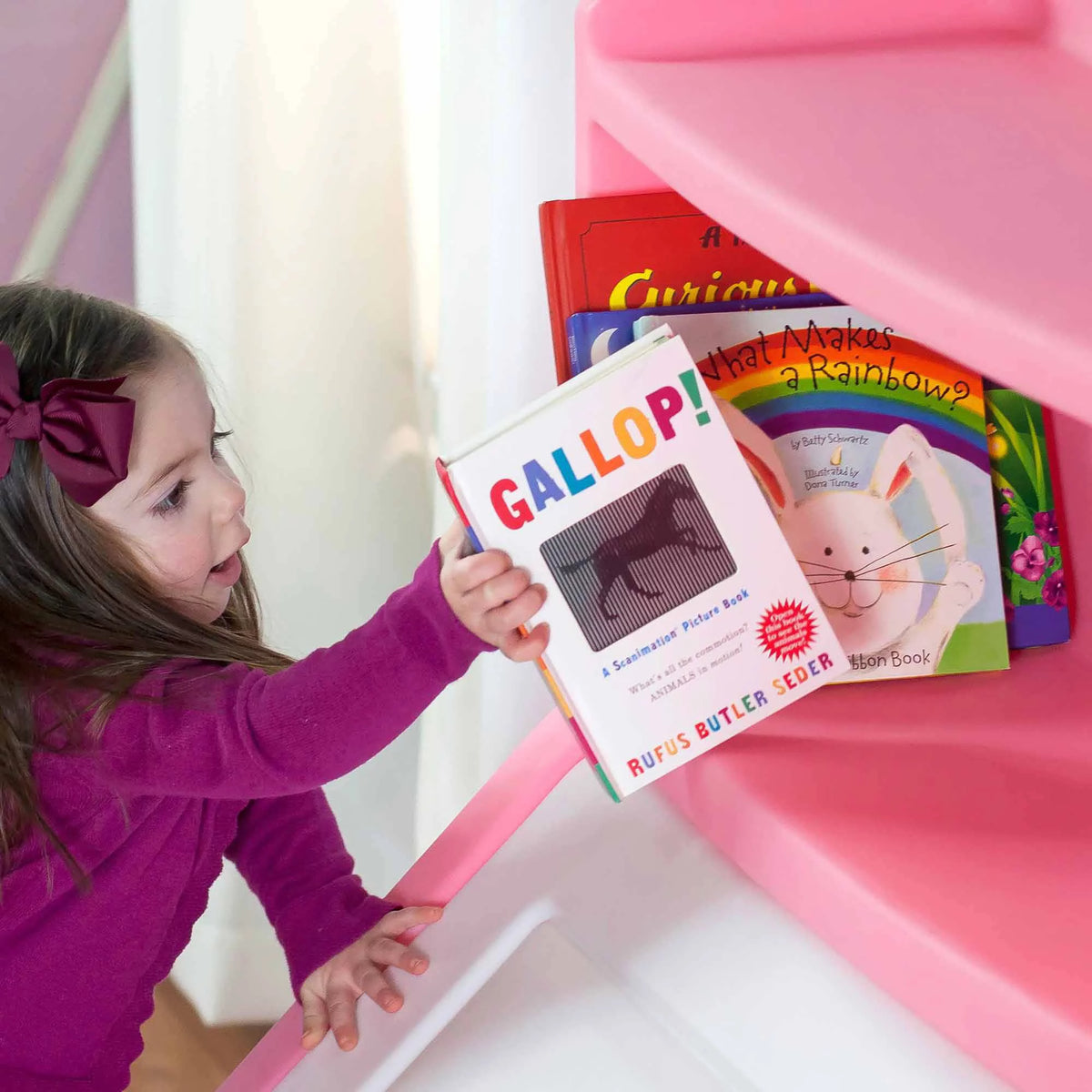 38"H Pink Plastic Toy Organizer W72549