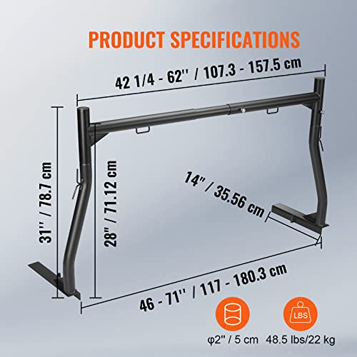 71in Aluminum Truck Rack with 8 Non-Drilling C-Clamps X674