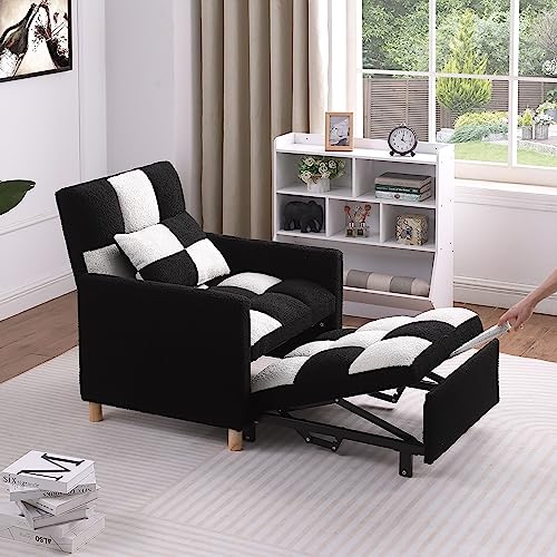 Adjustable Velvet Sleeper Sofa Chair Bed with Pillow J705108