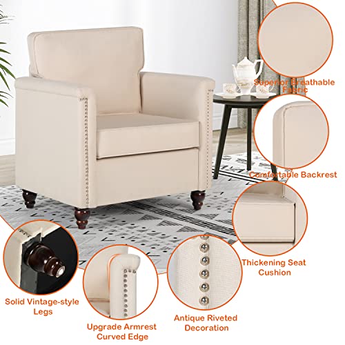 Beige Fabric Accent Chairs Set of 2 R619390