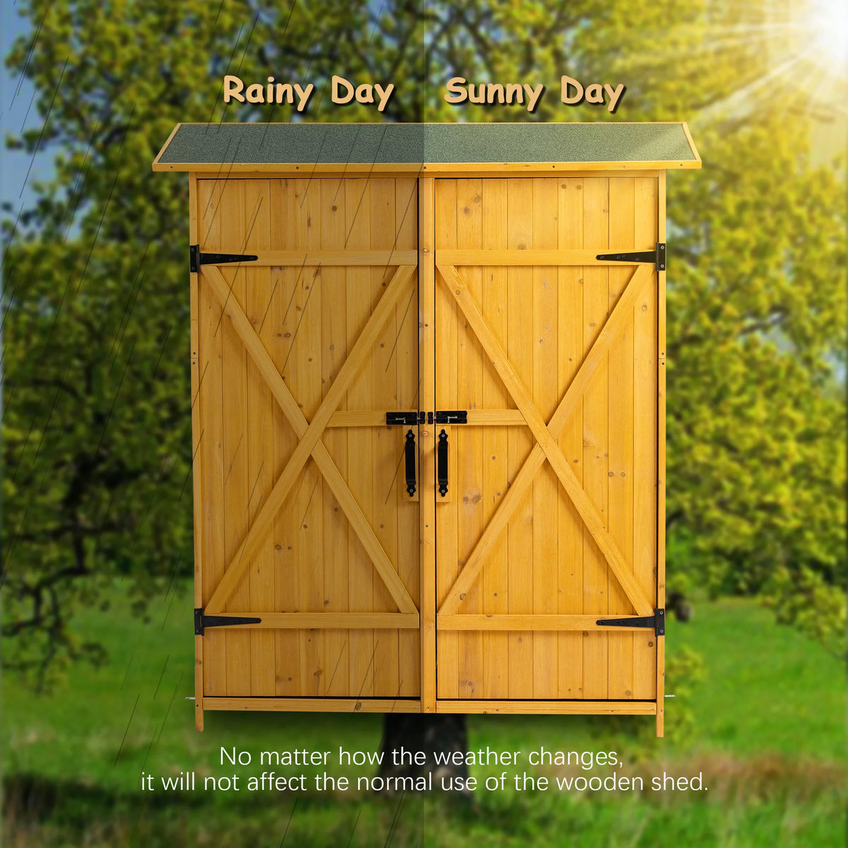 Patio Storage Shed with Detachable Shelves and Hooks F572887