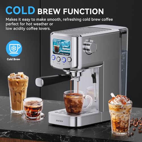 20 Bar Compact Stainless Steel Espresso Machine with Milk Frother S36697