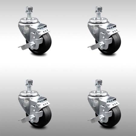 3.5 inch Soft Rubber Wheel Swivel Caster Set Brake M864903