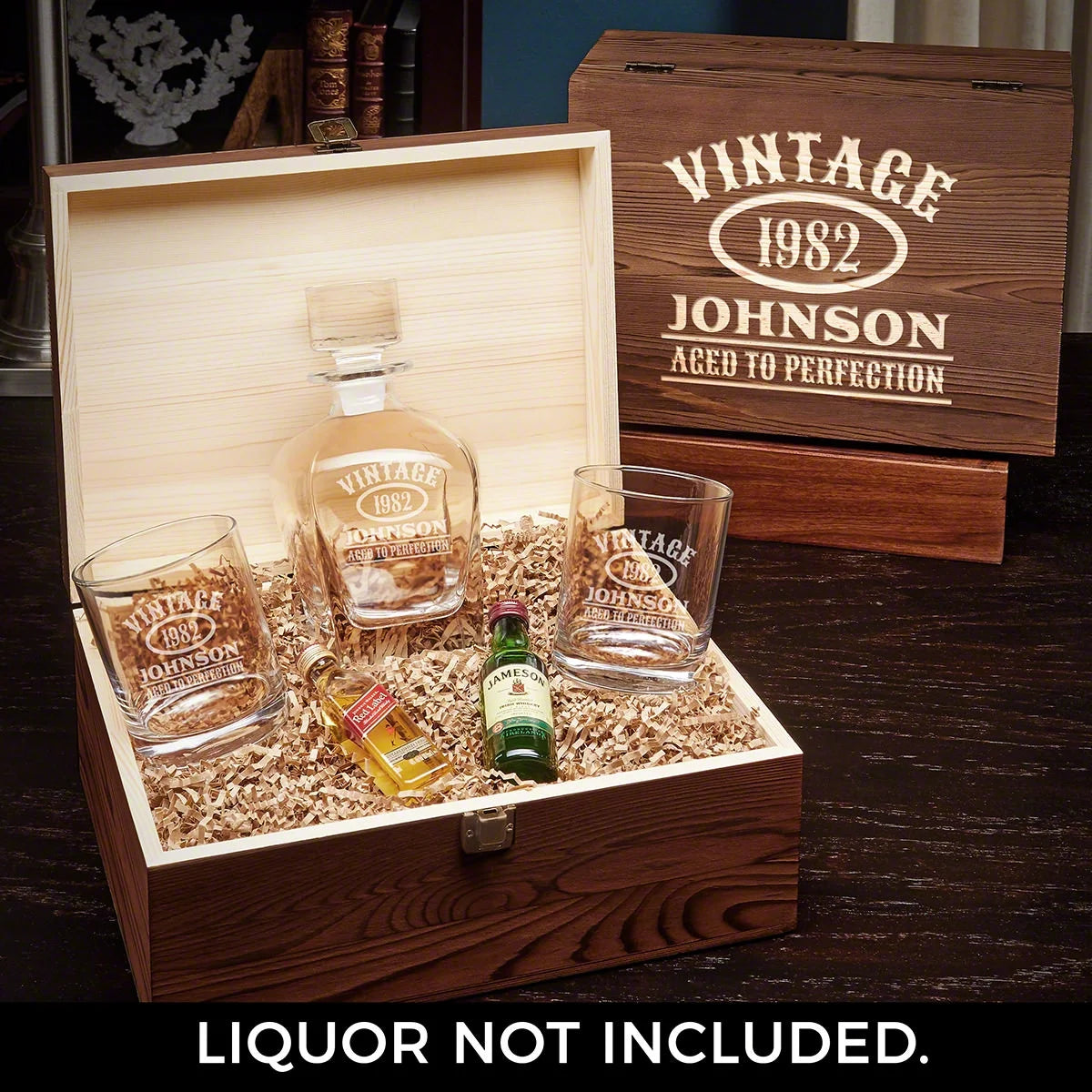 Engraved Whiskey Decanter Gift Set with Glasses M36956