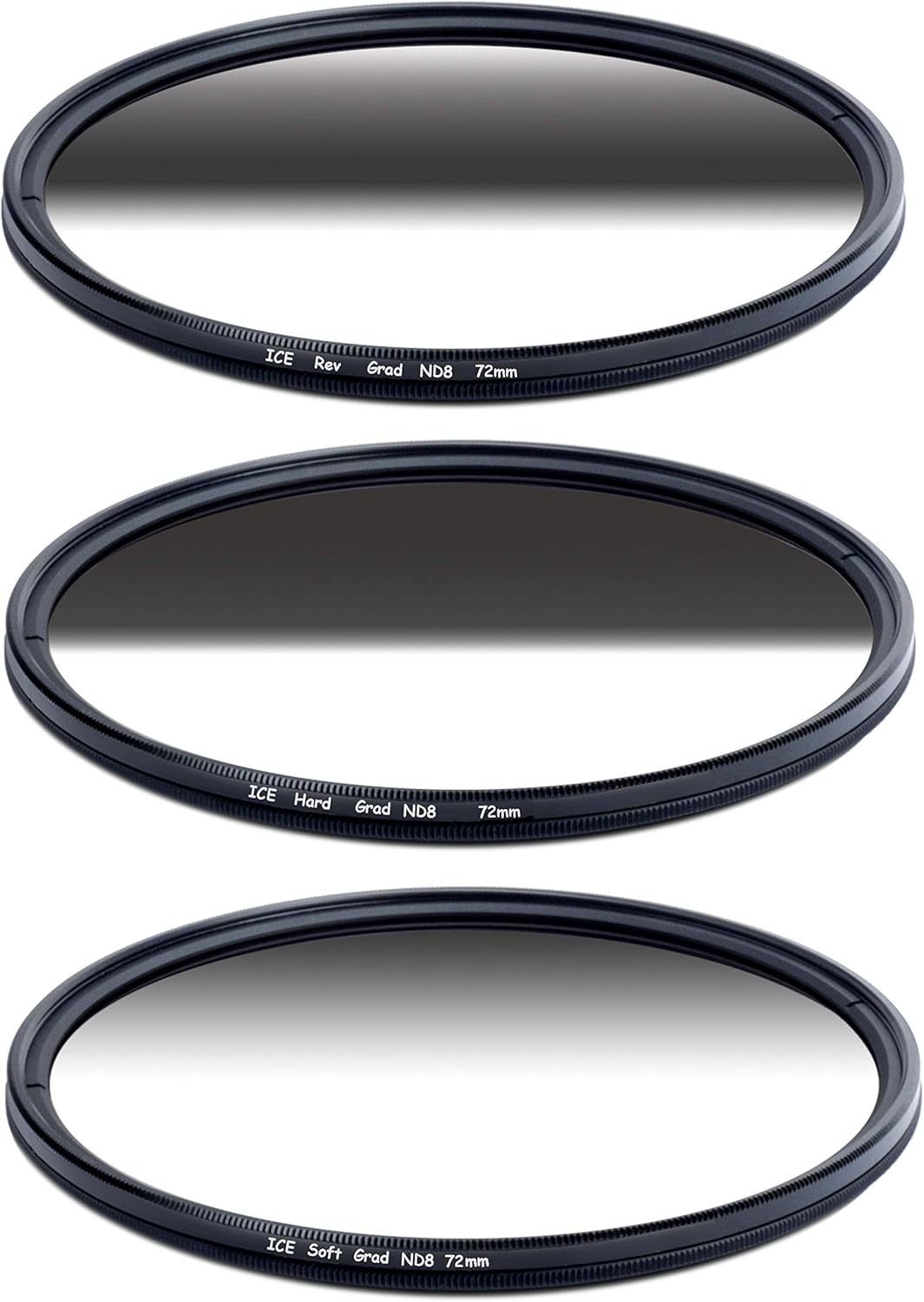 72mm Reverse Hard Soft ND8 Filter Neutral Density 3 Stop Optical Glass Pack of 2 W870983