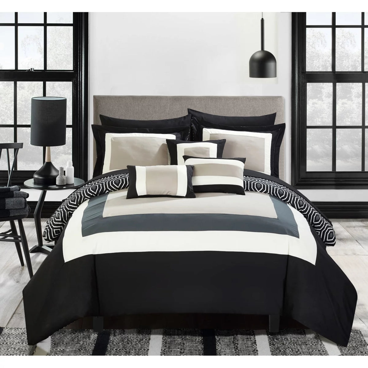 10 Piece Reversible Comforter Set J62609