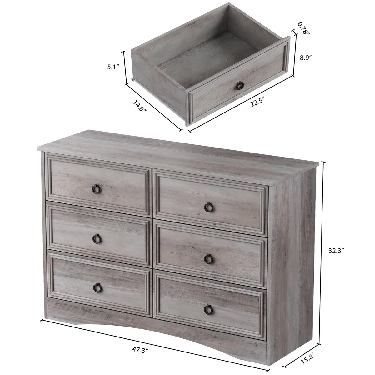 6 Drawer Wood Dresser C178021