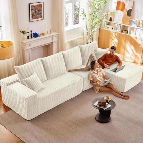 107" Modular Corduroy Sectional Sofa with Chaise P7923