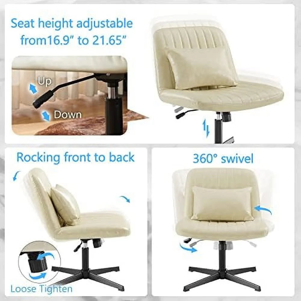 No Wheels Velvet Tufted Rocking Desk Chair with Foot Rest Stool and Lumbar Pillow M777