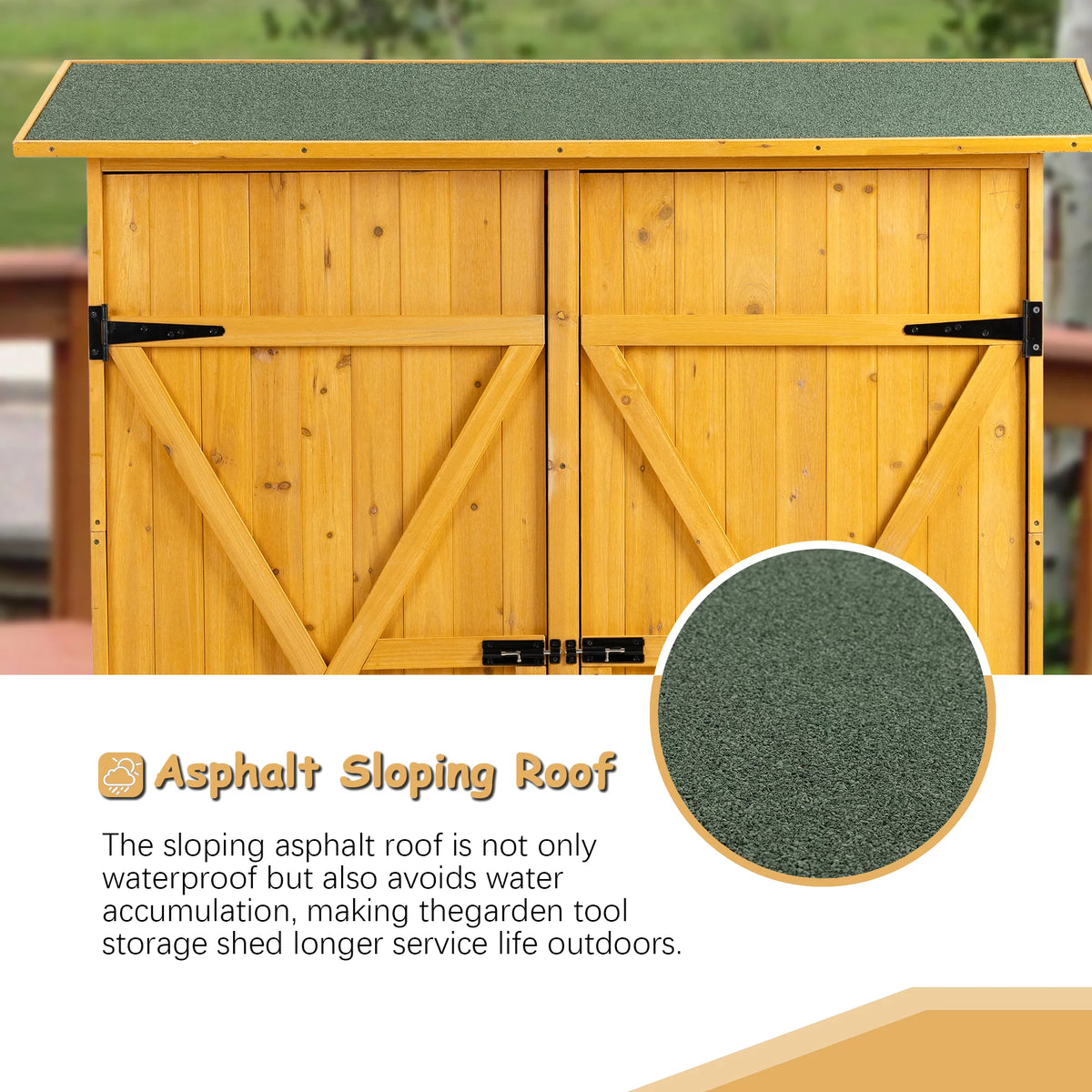 Patio Storage Shed with Detachable Shelves and Hooks F572887