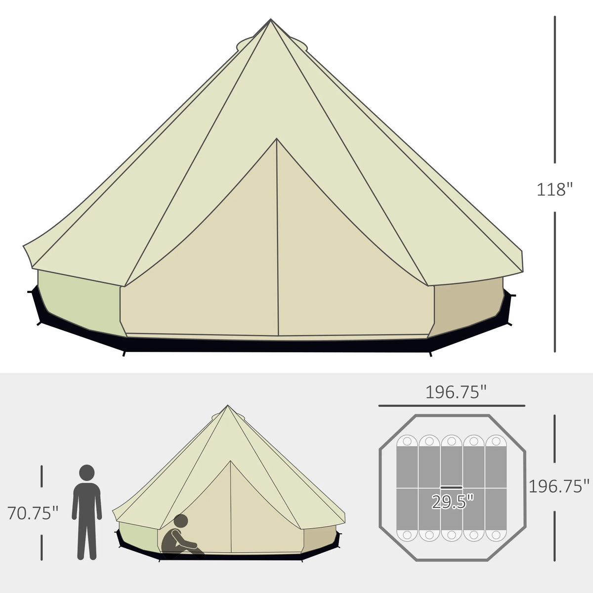 10-Person Yurt Tent Glamping Bell Tent A57055