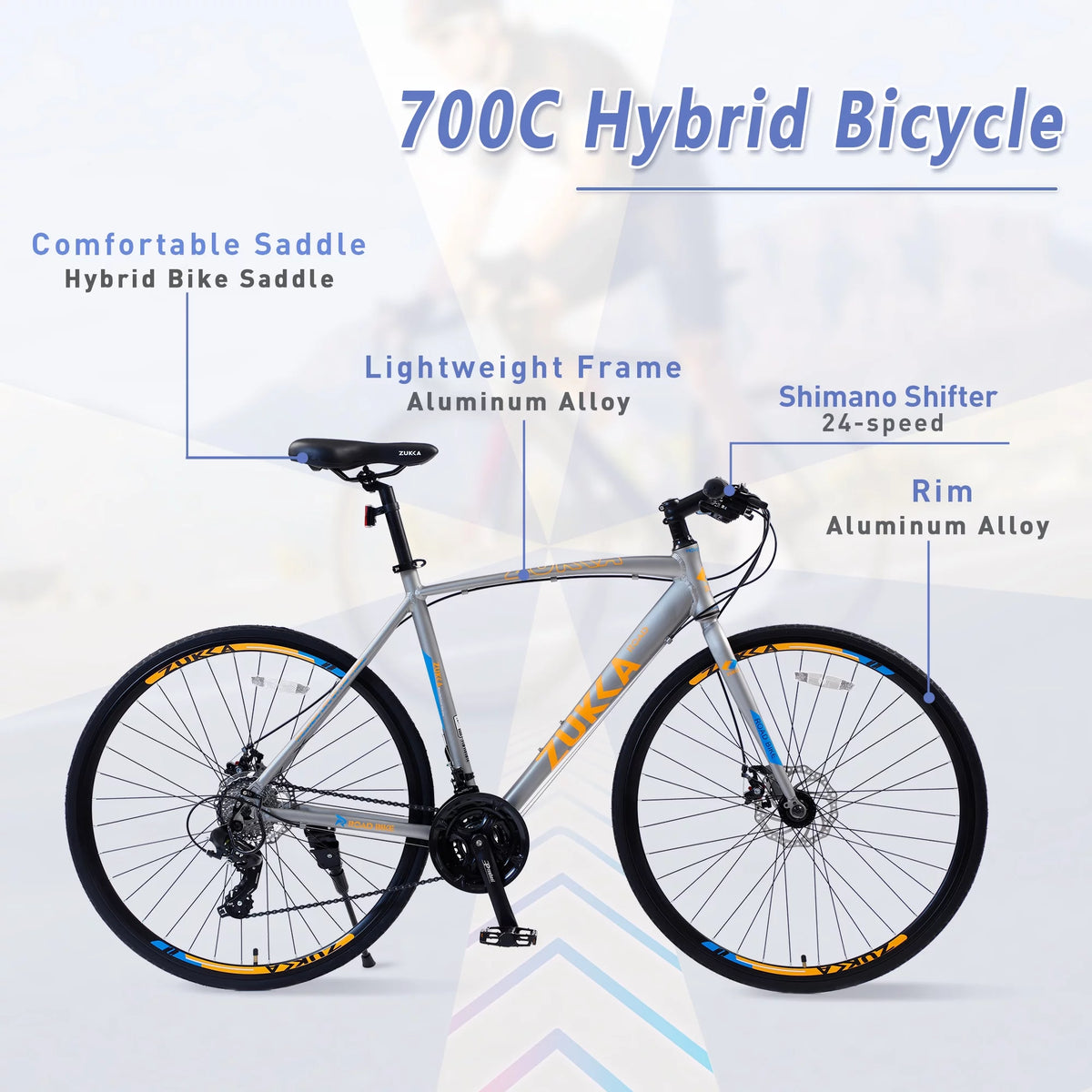 28 Hybrid Bike 24-Speed Blue U81898