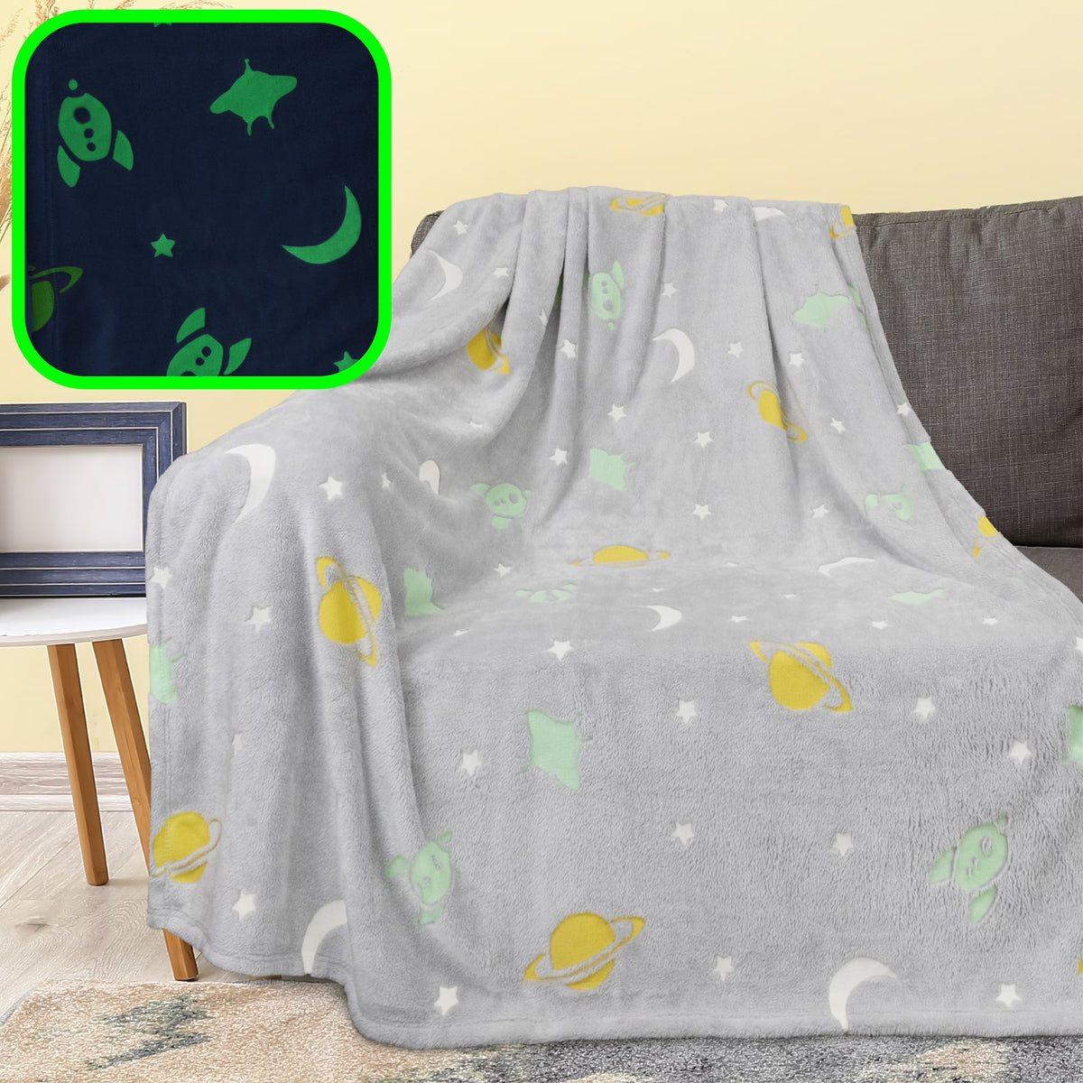 Glow in the Dark Soft Plush Fleece Blanket, 50x60 Q402180